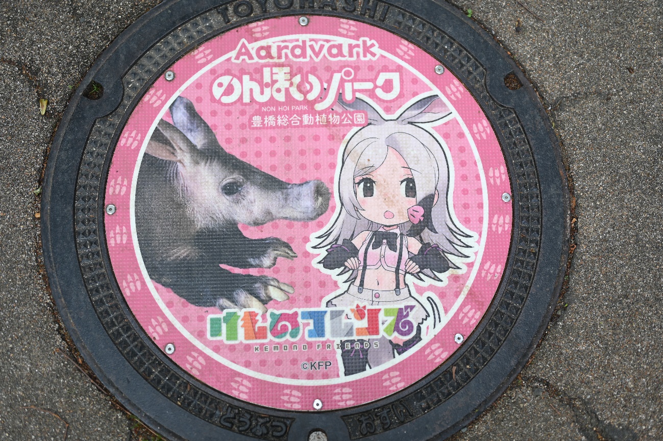 ツチブタが暮らす夜行性動物館の前のマンホール