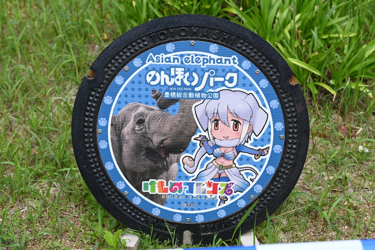 Asian elephantと書かれたマンホール